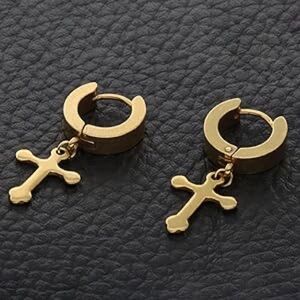 Gold Cross Hoop Earrings